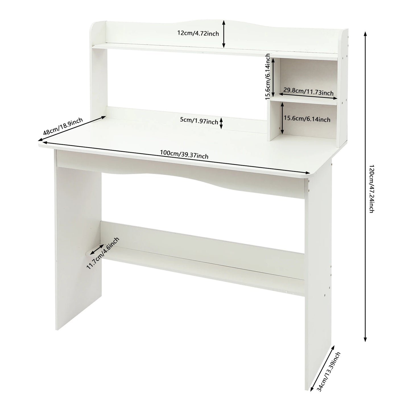 Grey/White/Oak 2-Tier Desk/Computer Table