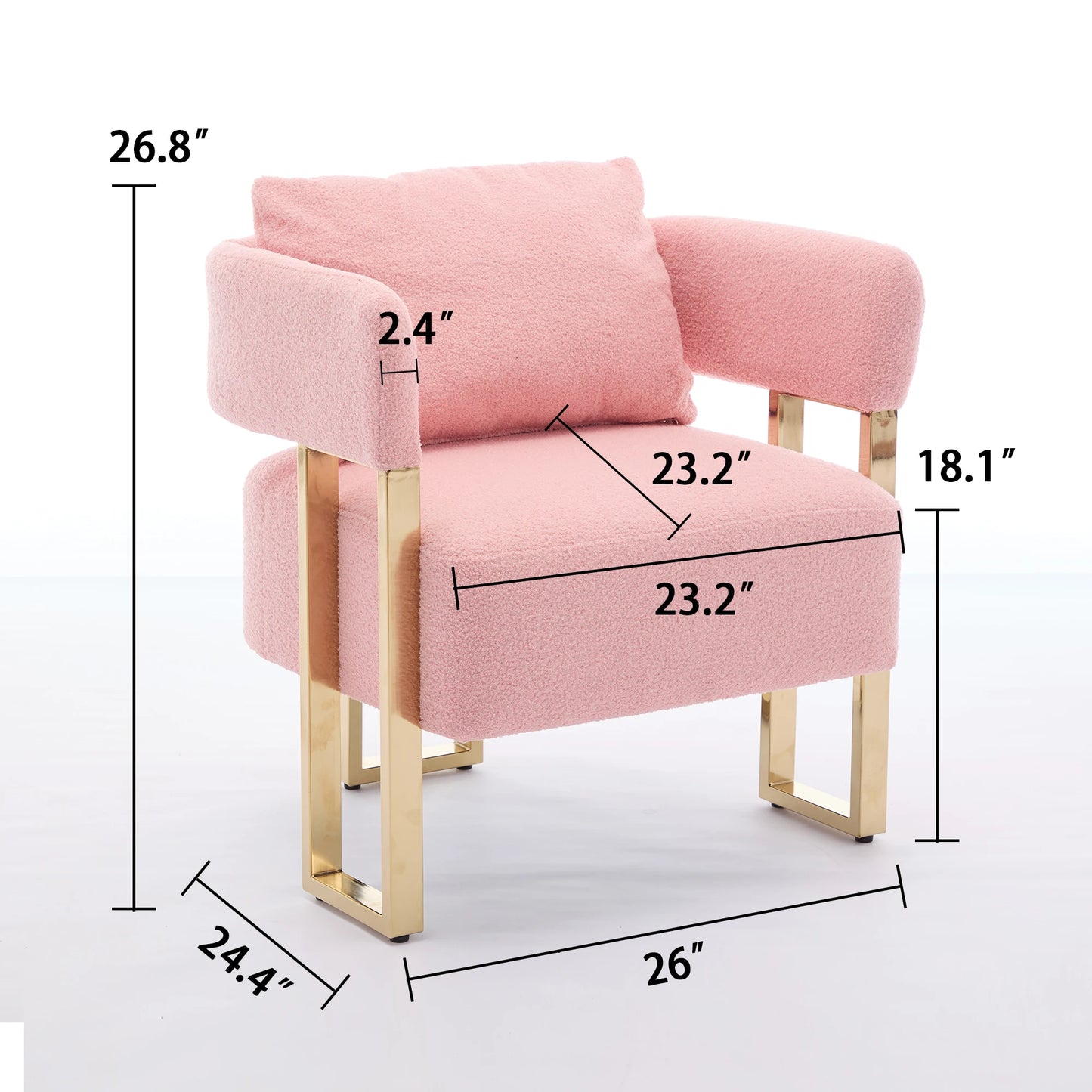 Set Of 2 Pink, Teddy Velvet Chairs with Gold Legs