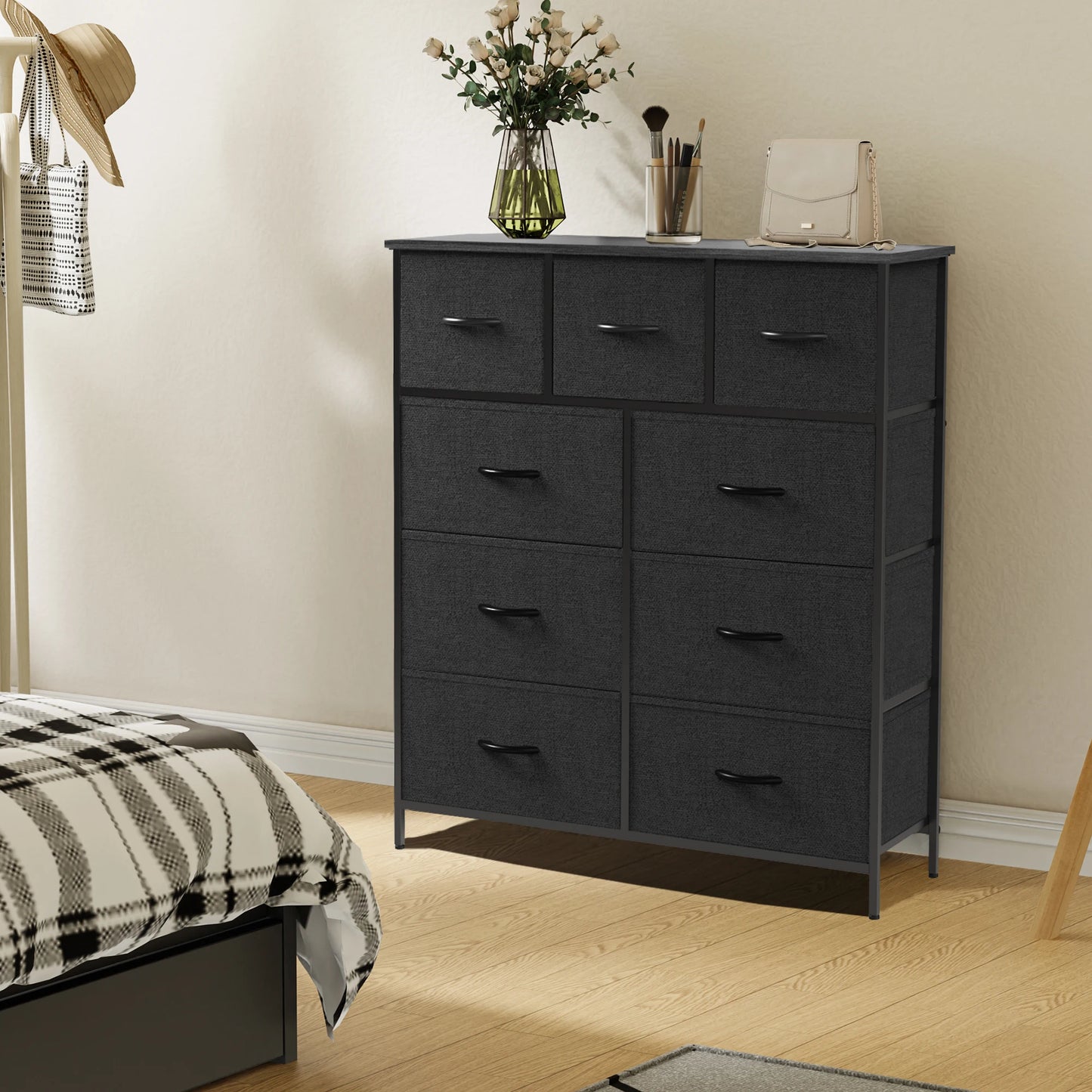 JHK Dresser For Bedroom With 9 Fabric Storage Drawer
