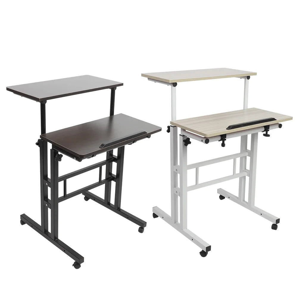 60cm Adjustable Height Stand Up Laptop Desk Computer Standing Desk with Rollers Stand Up Laptop Desk Laptop Computer Stand Desk