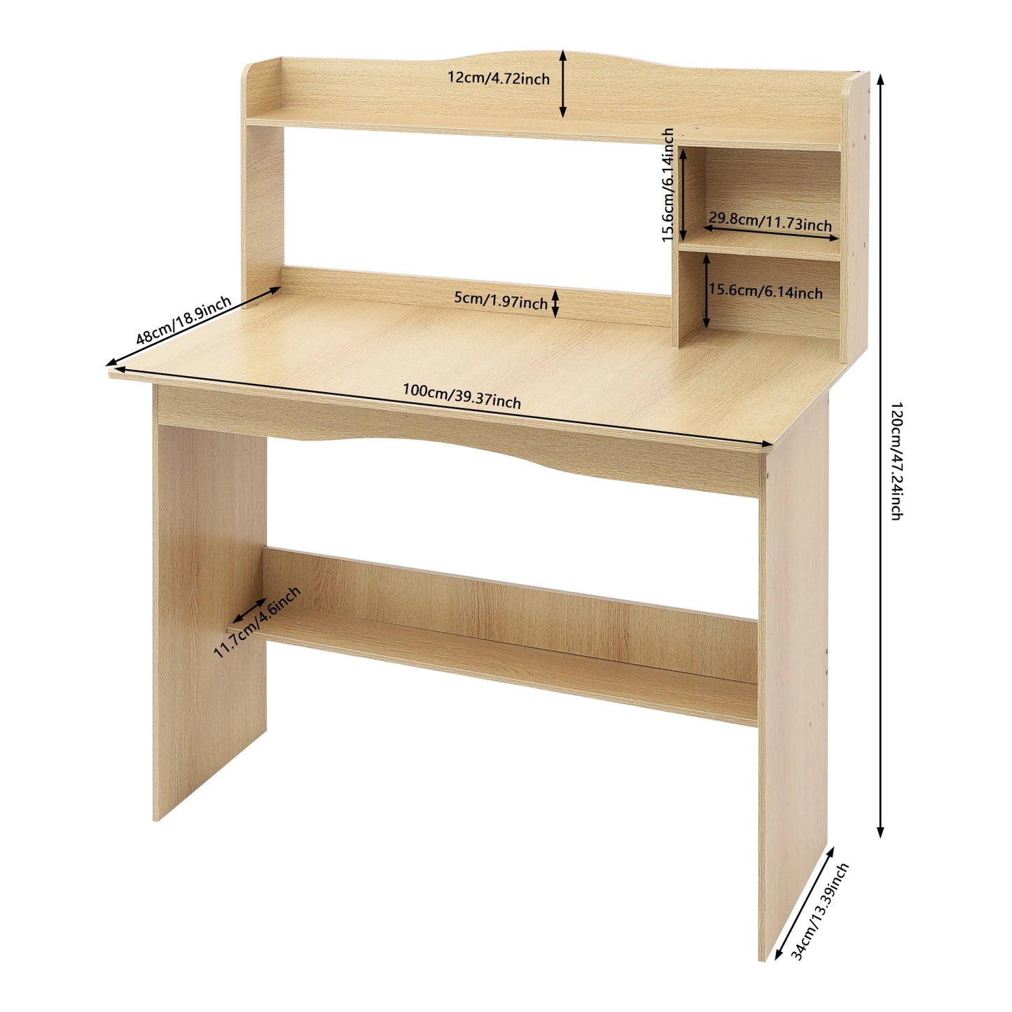 Grey/White/Oak 2-Tier Desk/Computer Table