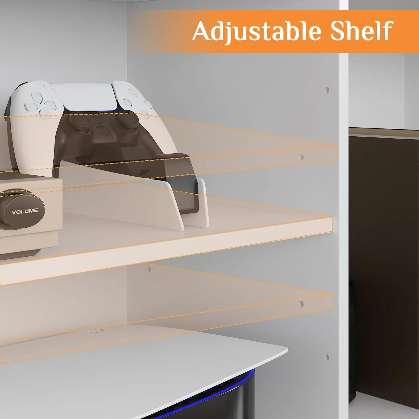 White 114" Large Wall Unit Entertainment Center