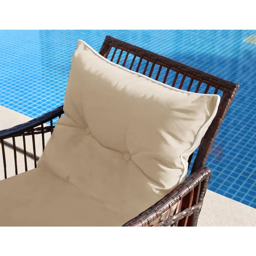 3 Pieces Patio Furniture Set, Wicker Rocking Chairs Bistro Set with Coffee Table, Outdoor Conversation Set for Garden and Balco