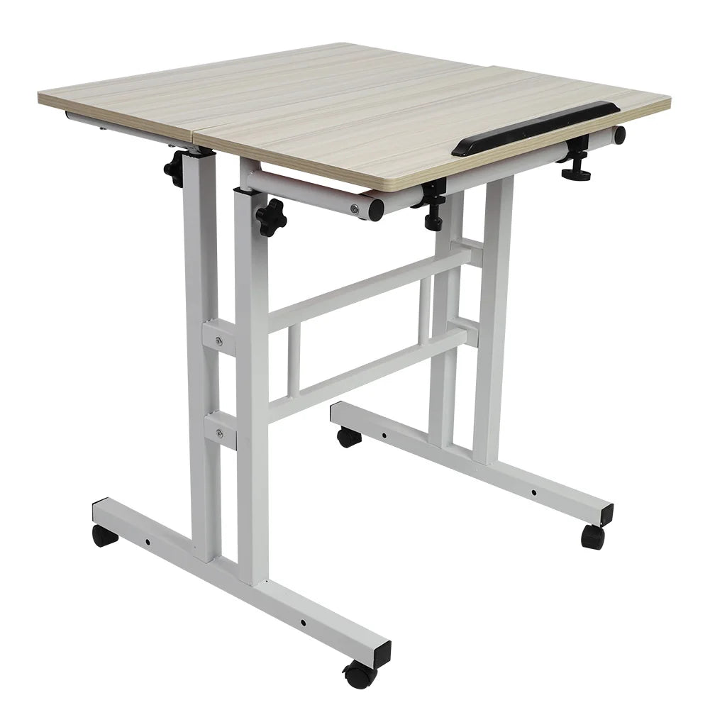 60cm Adjustable Height Stand Up Laptop Desk Computer Standing Desk with Rollers Stand Up Laptop Desk Laptop Computer Stand Desk