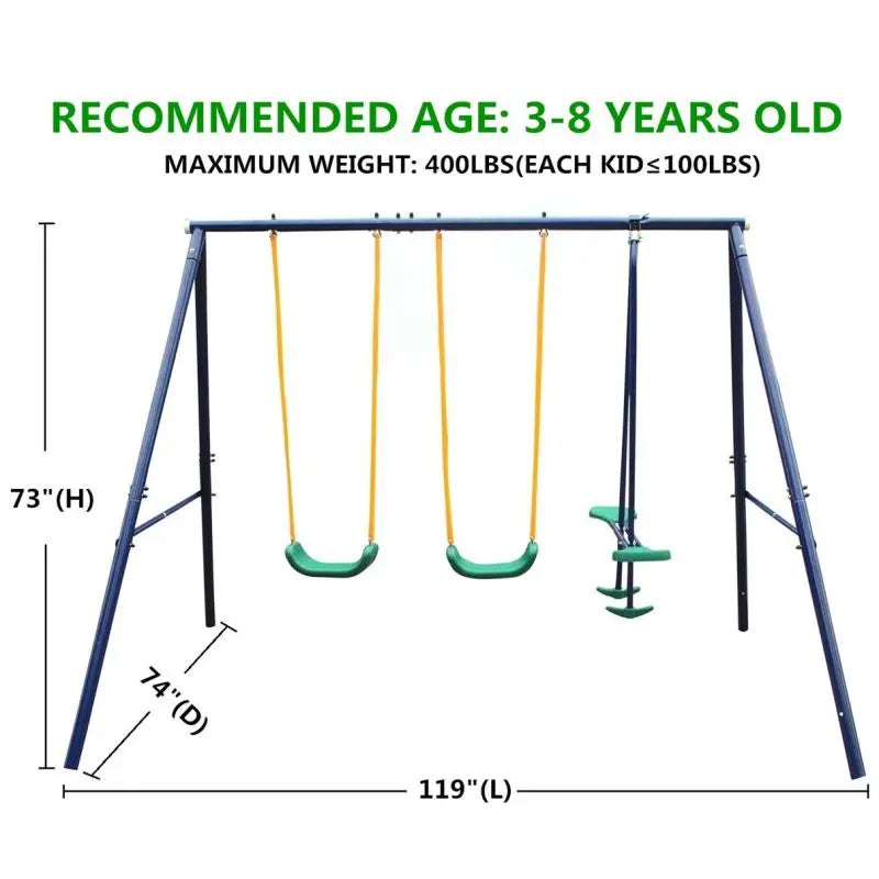 Metal Swing Set for Kids Outdoor
