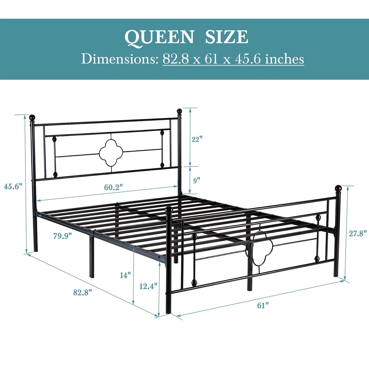 HOOMIC 14 Inch Metal Platform, Vintage Victorian Style Bed