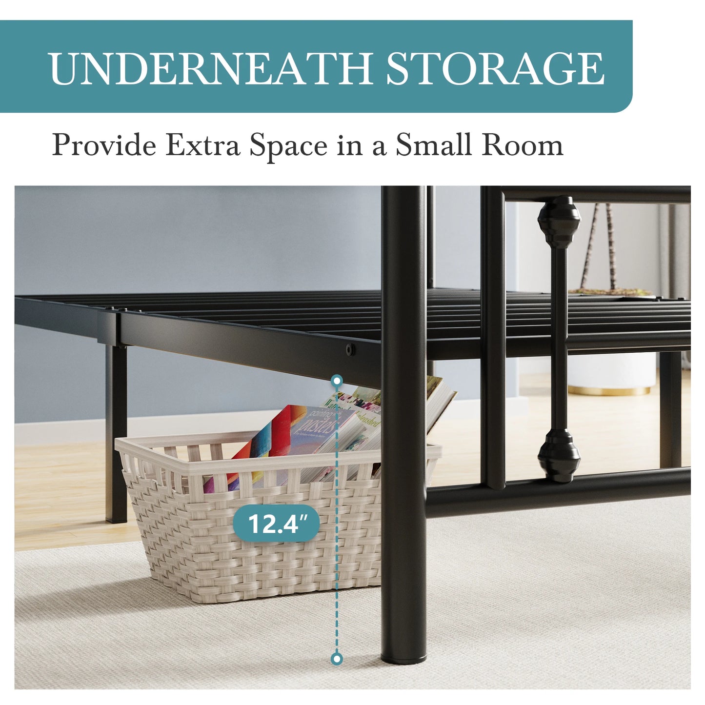 HOOMIC 14 Inch Metal Platform, Vintage Victorian Style Bed