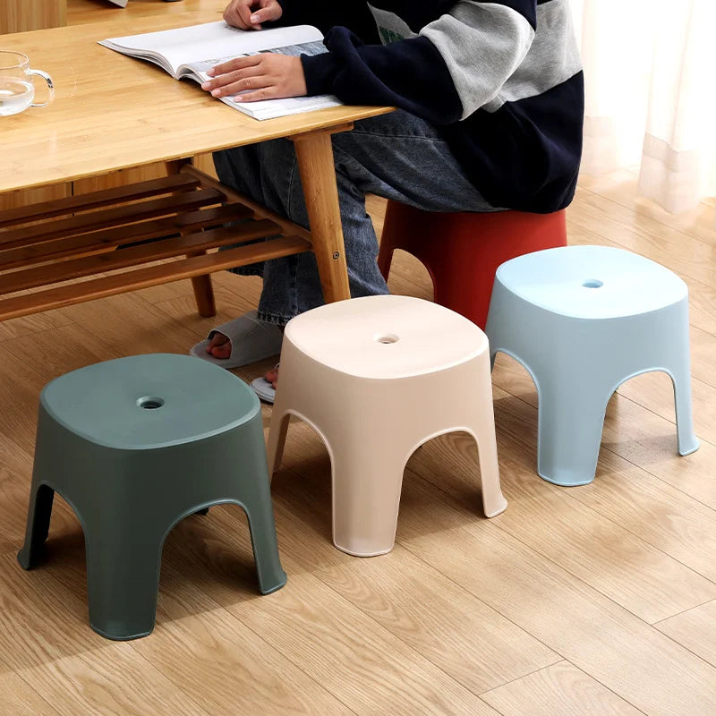 Thickened Plastic Small Bench Bathroom Stool Footstool Non-slip  Square Stool for Adult Children Bathroom Shower Seats S/M Size