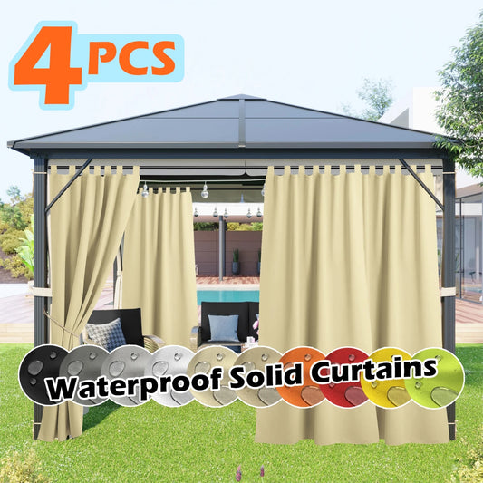 4 Panels Outdoor Curtains, Waterproof