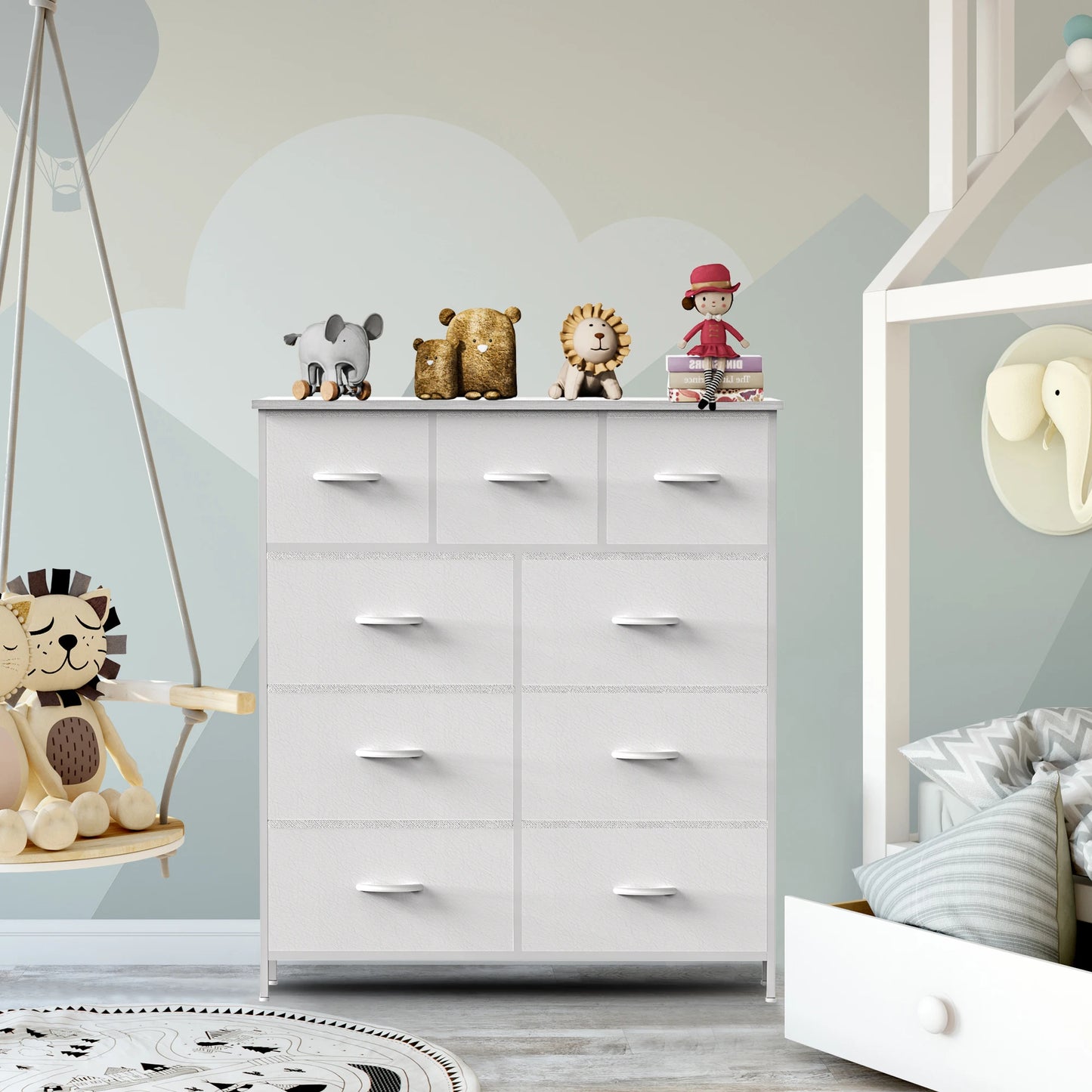 JHK Dresser For Bedroom With 9 Fabric Storage Drawer