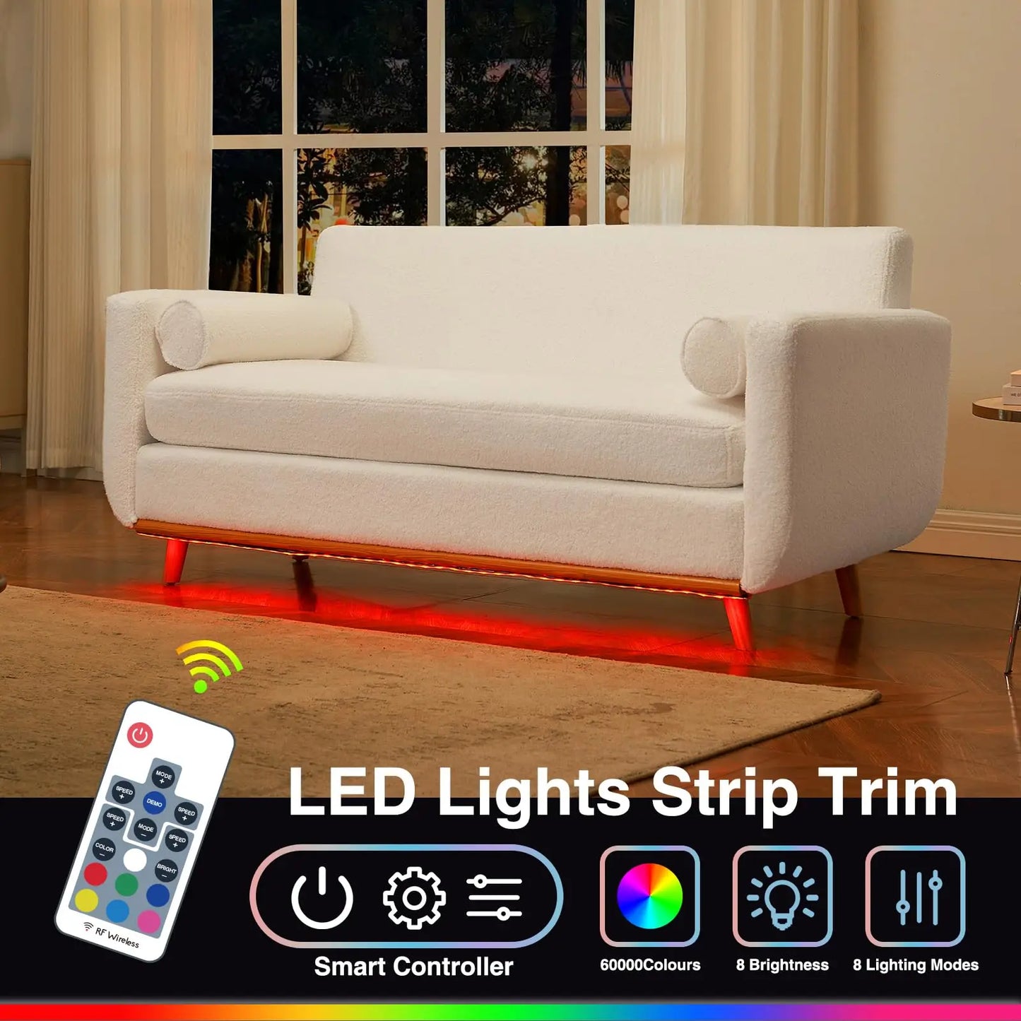 Vabches Loveseat Sofa with LED Lights &USB Ports