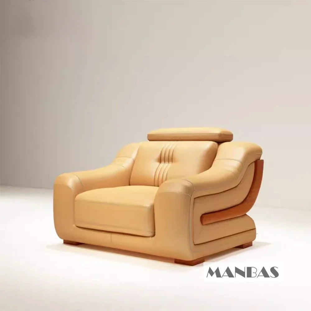 Premium Italian Leather Sectional Sofa W/Adjustable Headrest