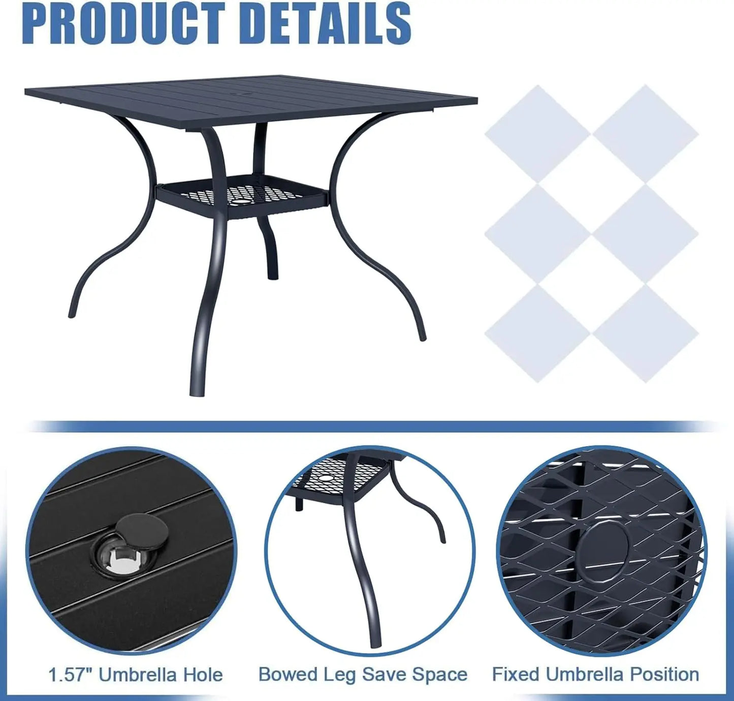 5-Piece Metal Outdoor Patio Furniture W/Umbrella