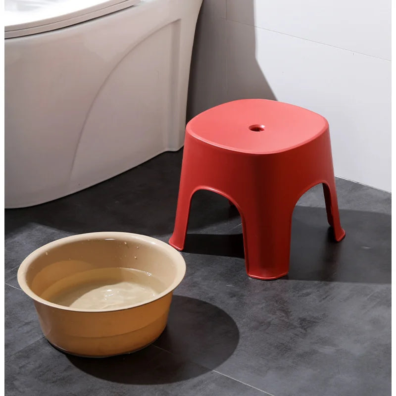 Thickened Plastic Small Bench Bathroom Stool Footstool Non-slip  Square Stool for Adult Children Bathroom Shower Seats S/M Size